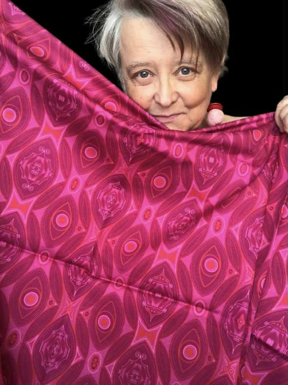 Tissu imprimé avec le motif Pivoine rose